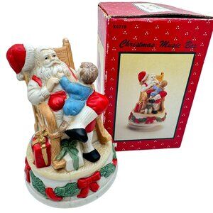 Wangs Christmas Music Box With Santa & Child Figure Rotates Works